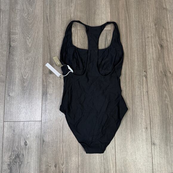 J.Crew Gail Classic Sculpt Swimsuit 12 Black One-Piece Racerback Removable Pads - Picture 6 of 9